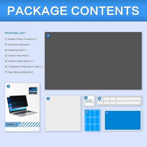 ZOEGAA 17.3 Inch Laptop Privacy Screen Filter for 16:9 Widescreen Display 15.1"x8.5" - Laptop Screen Privacy Shield and Anti Blue Light Anti Glare Screen Protector in Saudi Arabia