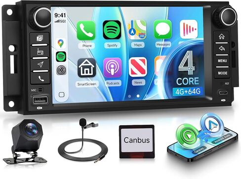 4G+64G Android Car Stereo for Jeep Wrangler JK 2007-2015 Dodge Ram 1500 2009-2011 with Wireless CarPlay Android Auto, 7 Inch Car Radio GPS Navigation WiFi SWC Bluetooth FM with Backup Camera in Saudi Arabia
