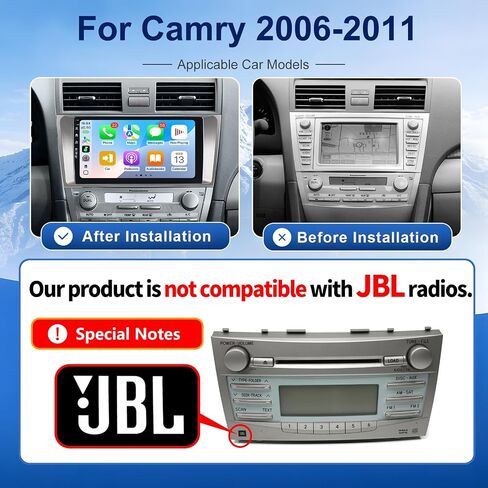 5G-WiFi6 (4Core 64G ROM) Car Radio Stereo for Toyota Camry 2006-2011(Not Fit JBL),9 inch Touch Screen Head Unit with Wireless Carplay Android Auto GPS Bluetooth SWC FM 1080P Backup Camera in Saudi Arabia