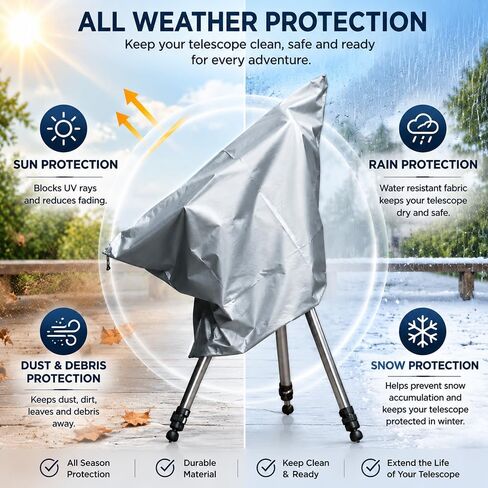 Telescope Cover for Barska 70mm Starwatcher Telescope 2016–Present, Outdoor Telescope Dust Cover with Drawstring, Oxford Fabric Protective Case for Tripod Telescopes in Saudi Arabia