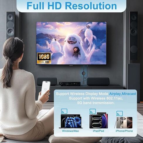 4K Wireless HDMI Display Adapter, 5G HDMI Wireless Dongle Adapter, Mirroring Extender Stream Video/Audio from Android/iOS/Windows/MacOS/Laptop to TV/Monitor/Projector, Support Airplay DLNA Miracast in Saudi Arabia