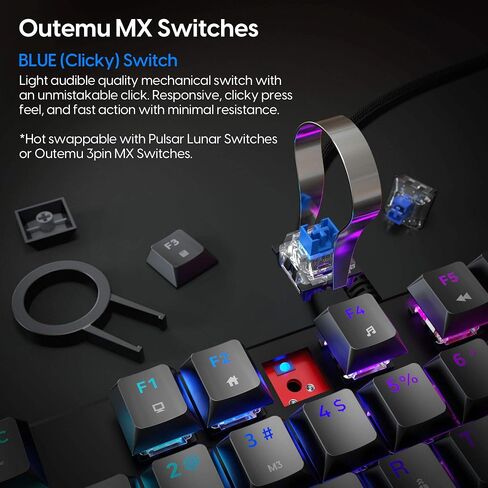 Pulsar Gaming Gears - PK011 Lunar Alloy TKL Aluminum Alloy Build Hot Swappable Mechanical Gaming Keyboard Full RGB LED Backlit USB Wired for Windows PC 87 Keys (Blue Clicky Switch) | TKL Aluminum Alloy Build Hot Swappable Mechanical Gaming Keyboard Full R in Saudi Arabia