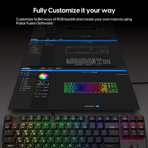 Pulsar Gaming Gears - PK011 Lunar Alloy TKL Aluminum Alloy Build Hot Swappable Mechanical Gaming Keyboard Full RGB LED Backlit USB Wired for Windows PC 87 Keys (Blue Clicky Switch) | TKL Aluminum Alloy Build Hot Swappable Mechanical Gaming Keyboard Full R in Saudi Arabia