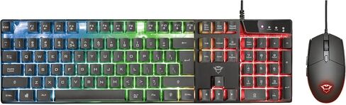 Trust Gaming Keyboard and Mouse Set GXT 838 Azor - Keyboard with QWERTY UK Layout, LED Illumination, 8 Key Anti-Ghosting, 12 Multimedia Keys, 800–3000 DPI - Black in Saudi Arabia