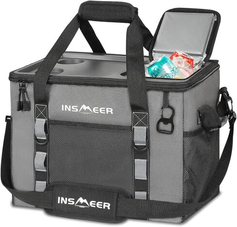 INSMEER Soft Cooler Bag with Hard Shell & 2 Cup Holders, Portable 40L/70 Cans Collapsible Cooler Bags Insulated with Leakproof for Travel, ice chests and Cooler Lunch Box for Beach Camping Picnic in Saudi Arabia
