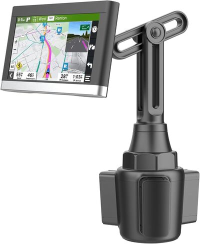 for Garmin GPS Car Mount Cup Holder Replacement 17mm Ball Mount with Adjustable Height Angles fit Garmin Nuvi Drive Dezl Portable Navigator, Black in Saudi Arabia