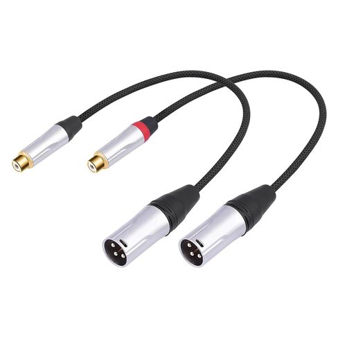 2 حزمة 1 قدم RCA أنثى إلى 3Pin XLR ذكر كابل الصوت؛ التوازن XLR ذكر إلى RCA أنثى غير متوازن، خلاط، مكبر كهربائي، كابل مشغل الصوت in Kuwait