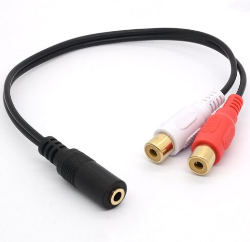 3.5mm Female to Dual RCA Phono Stereo Splitter Cable (8inch/20cm) | 3.5 Jack Socket to 2RCA Audio Adapter Extender Cord (2RCA Female) in Saudi Arabia