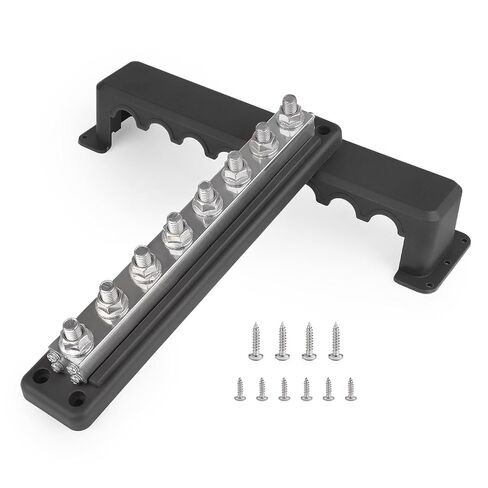 600A Heavy Duty Power Distribution Block with Cover 8 x 3/8" (M10) Studs Bus Bar Terminal Block, High Current Busbar 12-48V DC Busbar Box for Automotive RV Boat, Red in Kuwait