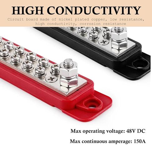 XUGERIP2 PCS 12V 150A Marine Bus Bar Power Distribution Block with Cover, 1 x 1/4" (M6) Stud Terminal Block; 12V Marine Battery Power Block for Boats, RVs, Classic Cars, and Automotive Busbar Systems. in Saudi Arabia