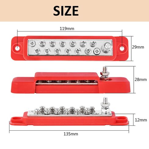 XUGERIP2 PCS 12V 150A Marine Bus Bar Power Distribution Block with Cover, 1 x 1/4" (M6) Stud Terminal Block; 12V Marine Battery Power Block for Boats, RVs, Classic Cars, and Automotive Busbar Systems. in Saudi Arabia