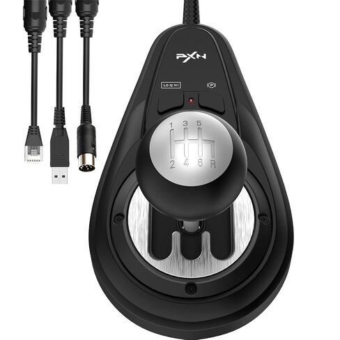 PXN A7 H-Pattern Gear Shifter for Sim Racing, 6+R Gaming Shifter | 6-Speed + Reverse, 3 Detachable Cables, High/Low Gear & Parking Brake Button, Universal USB/RJ11/DIN Compatibility in Saudi Arabia