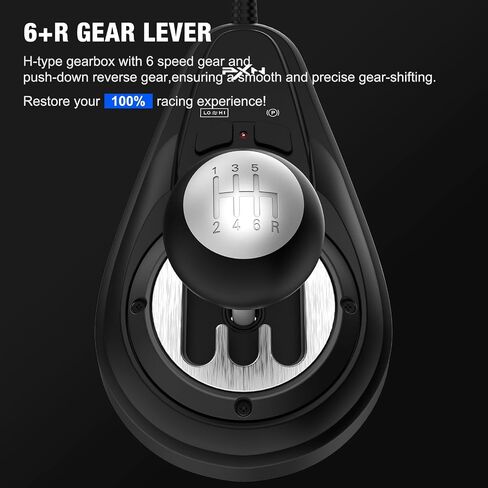 PXN A7 H-Pattern Gear Shifter for Sim Racing, 6+R Gaming Shifter | 6-Speed + Reverse, 3 Detachable Cables, High/Low Gear & Parking Brake Button, Universal USB/RJ11/DIN Compatibility in Saudi Arabia
