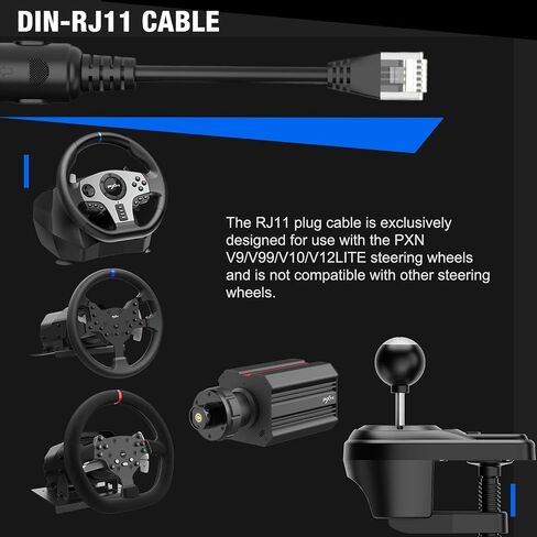 PXN A7 H-Pattern Gear Shifter for Sim Racing, 6+R Gaming Shifter | 6-Speed + Reverse, 3 Detachable Cables, High/Low Gear & Parking Brake Button, Universal USB/RJ11/DIN Compatibility in Saudi Arabia