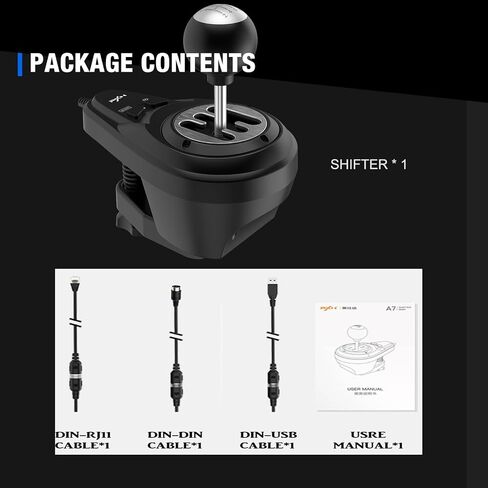 PXN A7 H-Pattern Gear Shifter for Sim Racing, 6+R Gaming Shifter | 6-Speed + Reverse, 3 Detachable Cables, High/Low Gear & Parking Brake Button, Universal USB/RJ11/DIN Compatibility in Saudi Arabia