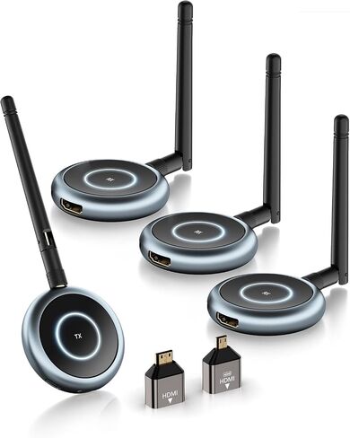 TIMBOOTECH Wireless HDMI Transmitter and 3 Receivers - Up to 8 Receivers, Plug and Play, 5.8G HDMI Wireless Extender for PC, Laptop, Camera, Cable Box to Multiple TVs, Monitors, Projectors - 165FT/50M in Saudi Arabia