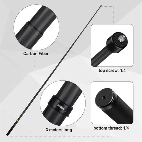 36cm to 3m 118 inch 9.8ft Extended Carbon Fiber Invisible Selfie Stick | for Insta360 x6 x5 x4 Insta 360 x6 X5, X4, X2, One R/RS Camera Accessories in Saudi Arabia