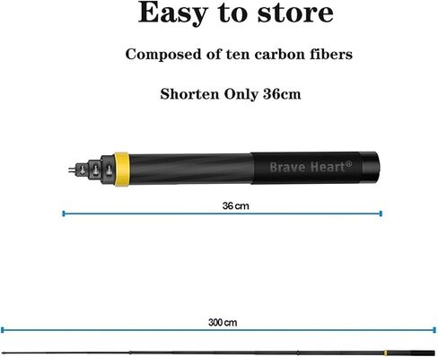36cm to 3m 118 inch 9.8ft Extended Carbon Fiber Invisible Selfie Stick | for Insta360 x6 x5 x4 Insta 360 x6 X5, X4, X2, One R/RS Camera Accessories in Saudi Arabia