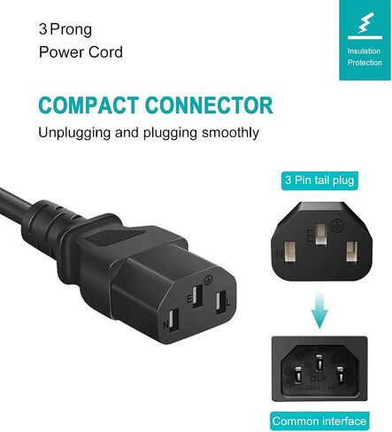 3 Prong Power Cord for Instant Pot Electric Pressure Cooker, Power Quick Pot, Rice Cooker, Smart Power Cooker, Soy Milk Maker and More Kitchen Appliance Replacement Power Cable - 6 Feet in Saudi Arabia