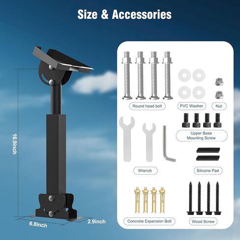 Roof Mount for starlink Standard 4 /4X /Gen 3 Steel Pivot Adapter kit | 16.9" Heavy Duty Steel Pivot Pole, Wall/Roof Kit with Adjustable Pipe Adapter, Weatherproof Outdoor Mount for V3 Dish in Saudi Arabia
