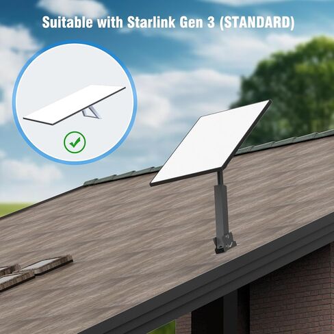 Roof Mount for starlink Standard 4 /4X /Gen 3 Steel Pivot Adapter kit | 16.9" Heavy Duty Steel Pivot Pole, Wall/Roof Kit with Adjustable Pipe Adapter, Weatherproof Outdoor Mount for V3 Dish in Saudi Arabia
