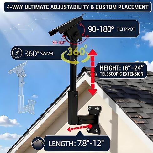 Adjustable Wall Mount Compatible with Starlink Gen 3, Telescoping Support Arm, Rustproof & Weatherproof, Easy Installation for Wood & Concrete Walls in Saudi Arabia