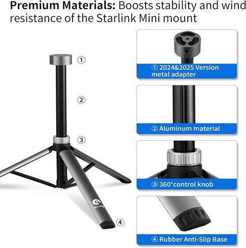 Starlink Mini Tripod Mount with Old&New Versions Metal Adapter,All Aluminum in Saudi Arabia