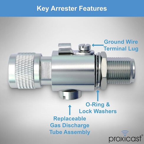 Proxicast Coaxial Lightning Arrester for 0 to 6 GHz (N-Male/N-Female) - Pro-Grade 230V Antenna Lightning Protector for 4G, LTE, 5G, Wi-Fi, 900MHz, Helium, LoRa and Other Outside Antennas (ANT-212-002) in Kuwait