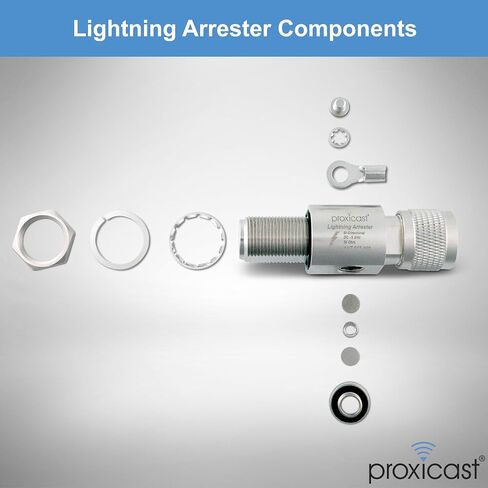 Proxicast Coaxial Lightning Arrester for 0 to 6 GHz (N-Male/N-Female) - Pro-Grade 230V Antenna Lightning Protector for 4G, LTE, 5G, Wi-Fi, 900MHz, Helium, LoRa and Other Outside Antennas (ANT-212-002) in Kuwait