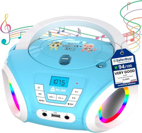 Candy Kids Boombox CD Player for Children with FM Radio and Speakers | With cheerful disco function including batteries and power cord for toddlers, pink in Kuwait