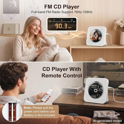 Portable CD Player for Home,Bluetooth CD Player with Speakers,White in Kuwait