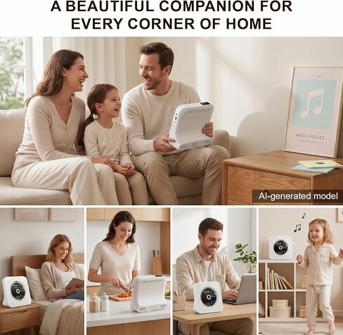Portable CD Player for Home,Bluetooth CD Player with Speakers,White in Kuwait