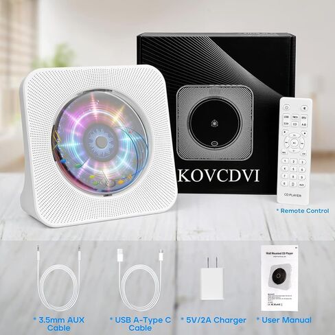 Portable CD Player for Home,Bluetooth CD Player with Speakers,White in Kuwait