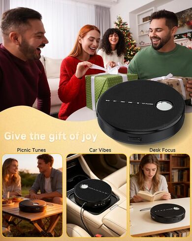 Portable Bluetooth CD Player with Anti-Skip, Stereo Speakers & Headphones | A-B Repeat, PROG Memory, 10 Playback Speeds, AUX input, Small Personal Walkman CD Players for Home, Car & Travel, Ideal Gifts in Saudi Arabia