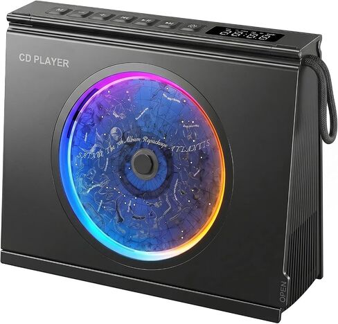 Gueray CD Player Portable BluetoothCD Players for Home 4000mAh Rechargable | Portable CD Player with Hifi Sound & Dual Bluetooth & Dual Speakers & LCD Screen Display & Timer FM Radio Eldly Friendly in Kuwait