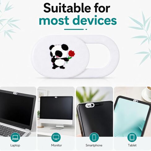 Camera Cover Slide Cute Panda Pattern Webcam Cover Slide, Ultra Thin Front Camera Covers for Phone Laptop Protect Your Privacy and Security with Strong Adhesive in Saudi Arabia