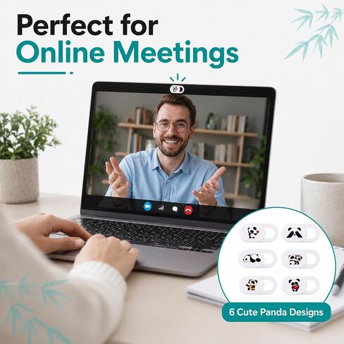 Camera Cover Slide Cute Panda Pattern Webcam Cover Slide, Ultra Thin Front Camera Covers for Phone Laptop Protect Your Privacy and Security with Strong Adhesive in Saudi Arabia