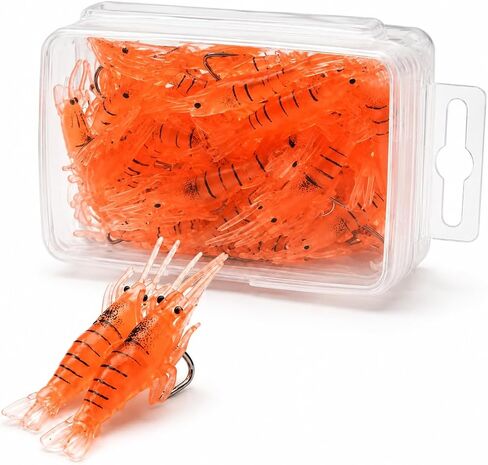 30pcs Pre-Rigged Shrimp Fishing Lures Set, Luminous Soft Artificial Shrimp Baits with Realistic Simulation Design, Fishing Tackle for Bass, Trout, Redfish and Snook, Freshwater and Saltwater Fishing in Saudi Arabia