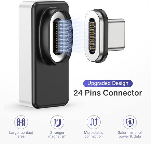 USB C Magnetic Adapter 24Pin (2 Pack), 40Gbps PD 240W Type C Connector | Right Angle, USB 4.0 Data Transfer & 8K 60Hz Video Output for Steam Deck, MacBook Pro/Air, Phones, for iPhone 17/16/15 in Saudi Arabia