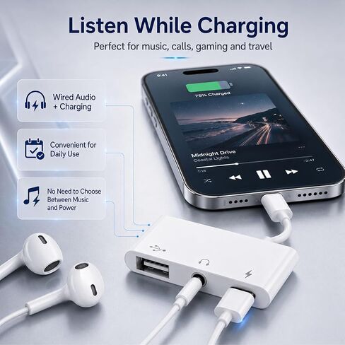 3-in-1 USB C Adapter for iPhone 15 16, USB C to USB-A OTG Adapter with 3.5mm Headphone Jack & PD Fast Charging Port, USB C Splitter for MacBook Pro Air, iPad Pro, Samsung Galaxy S23 S24 in Saudi Arabia