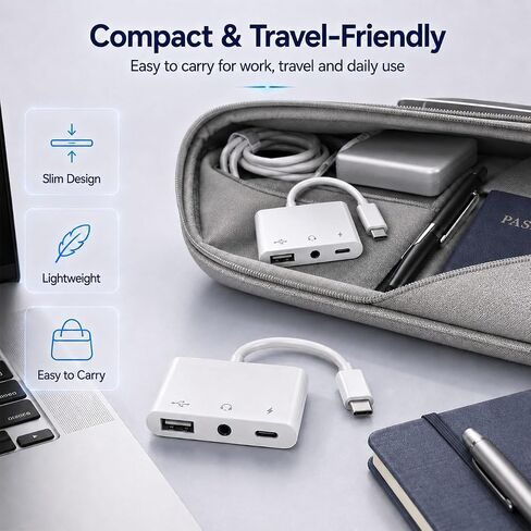 3-in-1 USB C Adapter for iPhone 15 16, USB C to USB-A OTG Adapter with 3.5mm Headphone Jack & PD Fast Charging Port, USB C Splitter for MacBook Pro Air, iPad Pro, Samsung Galaxy S23 S24 in Saudi Arabia