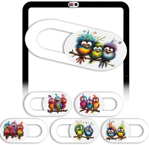 6Pcs 6 Styles Cute Camera Cover Slide Birds 0.04 Inch Privacy Guard Accessories, White Webcam Cover Ultra Thin Protector Blocker for Desktop Computer Tablet Notebook Mini PC Office Use in Saudi Arabia