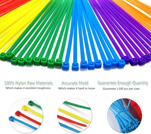 8 Inch Multi-Purpose Assorted Colored Cable Zip Ties, 300 Pieces in Saudi Arabia