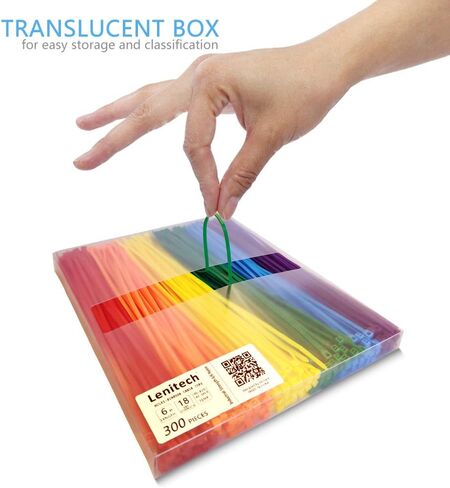 8 Inch Multi-Purpose Assorted Colored Cable Zip Ties, 300 Pieces in Saudi Arabia