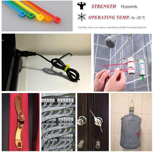 8 Inch Multi-Purpose Assorted Colored Cable Zip Ties, 300 Pieces in Saudi Arabia