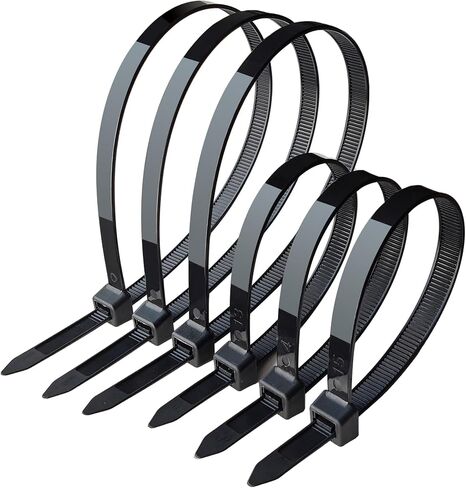 Zip Ties Heavy Duty 12 Inch 200 Lbs, 200 Pack Black Cable Ties, Large Zipties Nylon Plastic Wire Ties for Cable Management, Outdoor Use in Kuwait