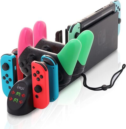 ECHZOVE Charging Dock for Nintendo Switch Joy-Con & Pro Controllers, 6-in-1 Controller Charging Station for 4 Joy-Cons and 2 Official Pro Controllers, LED Indicators, USB Ports, Game Room Organizer in Saudi Arabia