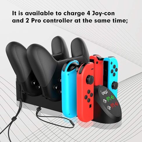 ECHZOVE Charging Dock for Nintendo Switch Joy-Con & Pro Controllers, 6-in-1 Controller Charging Station for 4 Joy-Cons and 2 Official Pro Controllers, LED Indicators, USB Ports, Game Room Organizer in Saudi Arabia