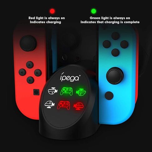 ECHZOVE Charging Dock for Nintendo Switch Joy-Con & Pro Controllers, 6-in-1 Controller Charging Station for 4 Joy-Cons and 2 Official Pro Controllers, LED Indicators, USB Ports, Game Room Organizer in Saudi Arabia