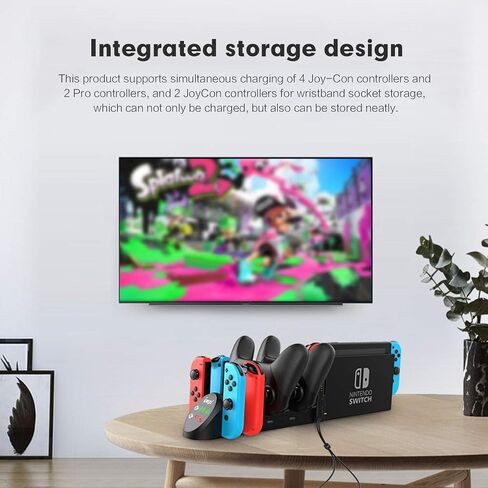 ECHZOVE Charging Dock for Nintendo Switch Joy-Con & Pro Controllers, 6-in-1 Controller Charging Station for 4 Joy-Cons and 2 Official Pro Controllers, LED Indicators, USB Ports, Game Room Organizer in Saudi Arabia